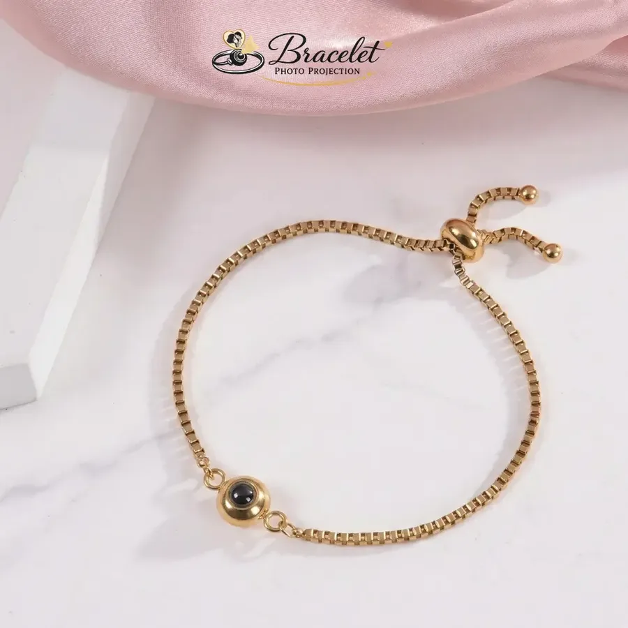 Bracelet Éclat, chaîne fine coulissante, pierre de projection